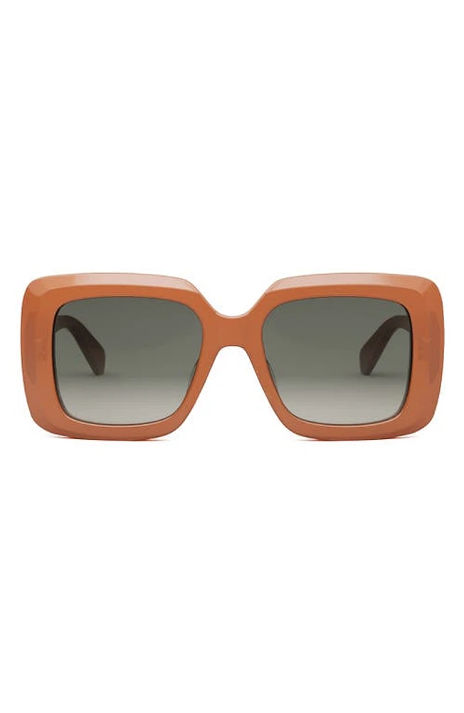 CELINE Bold 3 Dots Square Sunglasses in Shiny Orange /Gradient Brown at Nordstrom