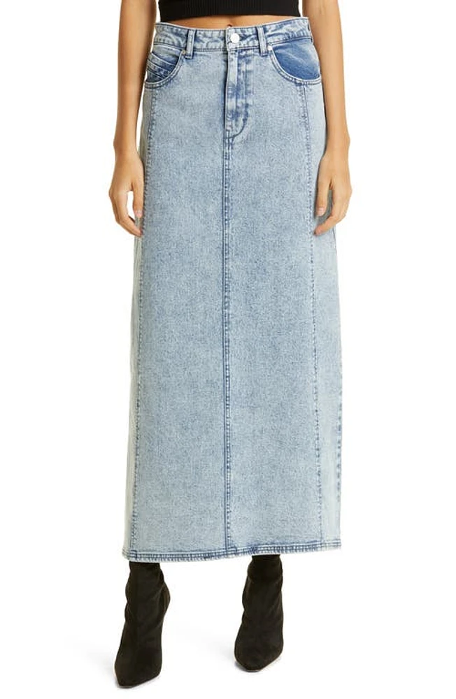 GESTUZ Janice Denim Maxi Skirt in Washed Mid Blue at Nordstrom, Size 2 Us