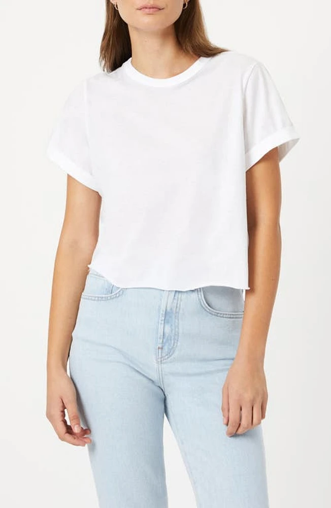 Mavi Jeans Raw Hem Crop T-Shirt White at Nordstrom,