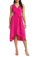 Connected Apparel Tie Belt Faux Wrap High-Low Dress at Nordstrom,