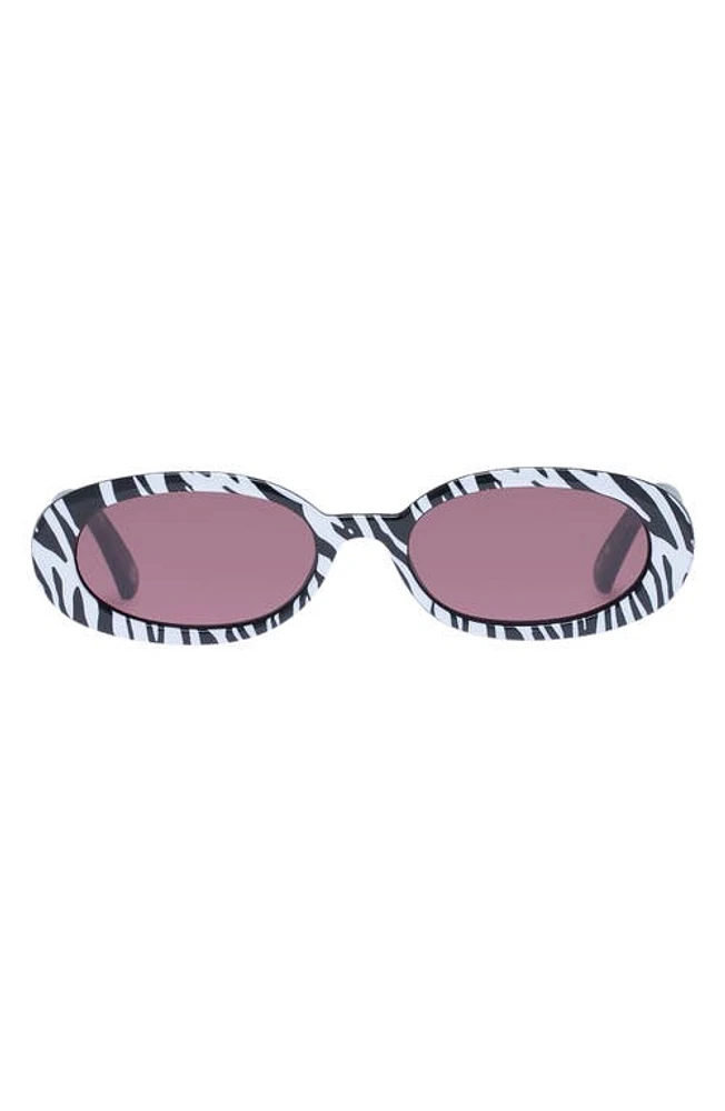 Le Specs Outta Love 51mm Oval Sunglasses in White Tiger /Smokey Brown at Nordstrom