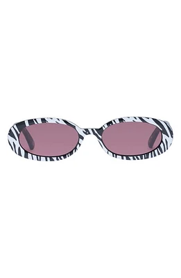 Le Specs Outta Love 51mm Oval Sunglasses in White Tiger /Smokey Brown at Nordstrom