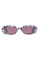 Le Specs Outta Love 51mm Oval Sunglasses in White Tiger /Smokey Brown at Nordstrom