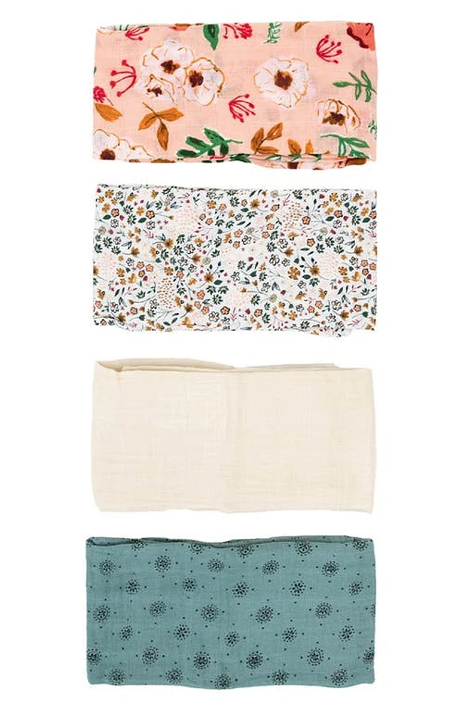 little unicorn 4-Pack Cotton Muslin Blankets in Vintage Floral at Nordstrom