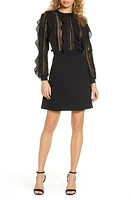 French Connection Patricia Long Sleeve Lace Dress in Black/Black at Nordstrom, Size 8