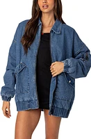 EDIKTED Sophie Oversize Denim Jacket Blue-Washed at Nordstrom,