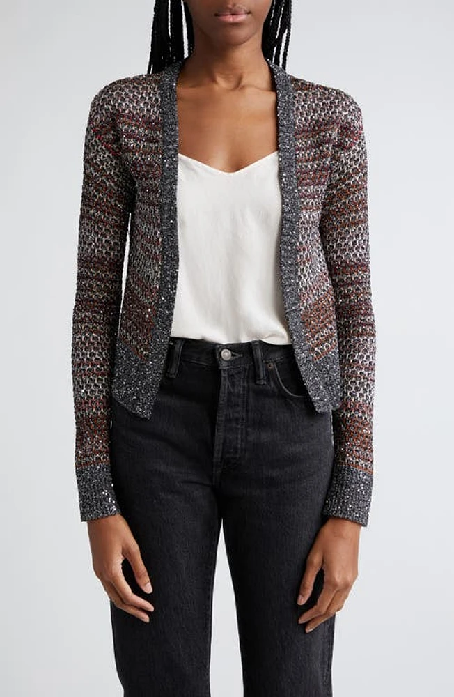 Missoni Sparkle Open Crop Cardigan in Grey Multi at Nordstrom, Size Large