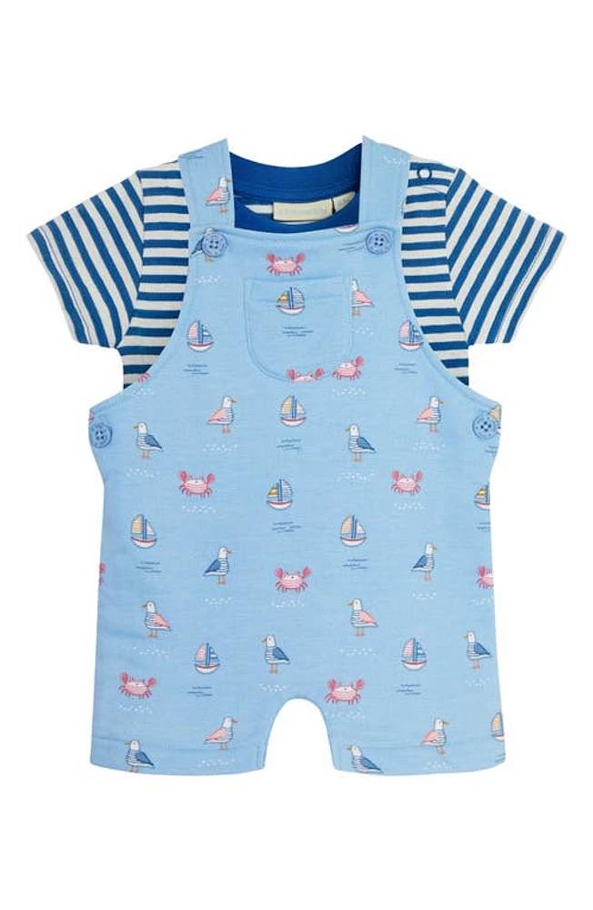 JOJO MAMAN BEBE Stripe T-Shirt & Nautical Print Cotton Overalls Set Blue at Nordstrom,