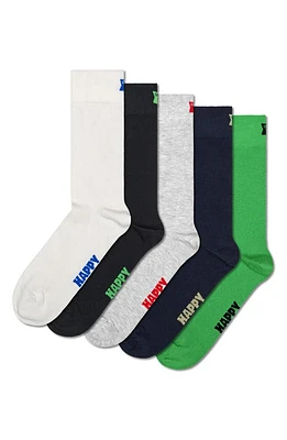 Happy Socks Assorted 5-Pack Solid Crew Socks in White Multi at Nordstrom