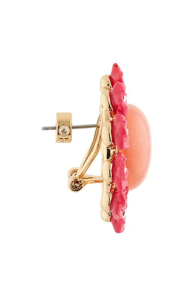 Carolina Herrera Flower & Cabochon Stud Earrings in Pink Multi at Nordstrom