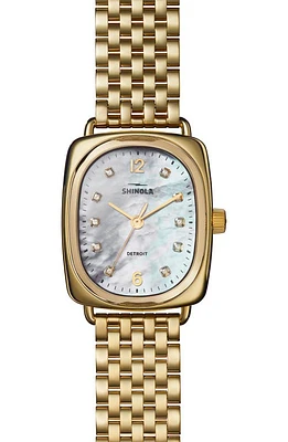 Shinola Bixby Diamond Bracelet Watch, 34mm in White Mop/gold at Nordstrom