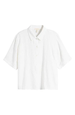 Eileen Fisher Organic Cotton Woven Shirt White at Nordstrom, P