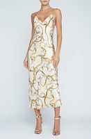 L'AGENCE Seridie Chain Print Silk Midi Slipdress Ecru/Multi Oversized at Nordstrom,