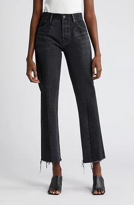 MOUSSY Hearthstone Fray Hem Ankle Jeans Black at Nordstrom,