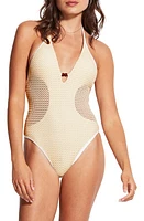 Seafolly Dream Catcher Halter One-Piece Swimsuit Ecru at Nordstrom, Us