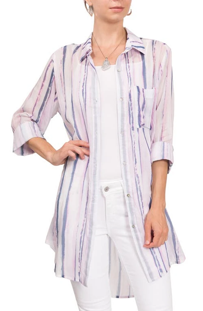 Everyday Ritual Rick Floral Cotton & Silk Blend Sleep Shirt at Nordstrom,