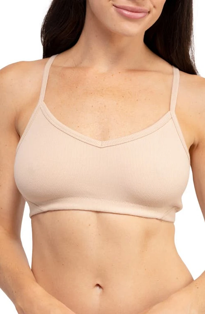 Uwila Warrior Ribbed Stretch Cotton Racerback Bralette Smoke Grey at Nordstrom,