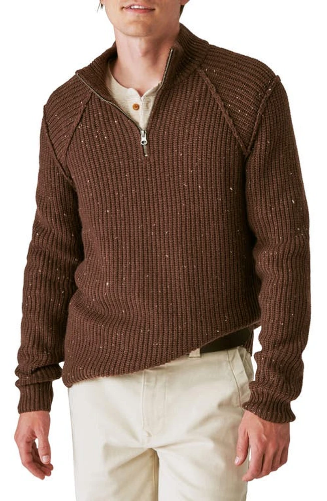 Lucky Brand Quarter Zip Tweed Sweater at Nordstrom,