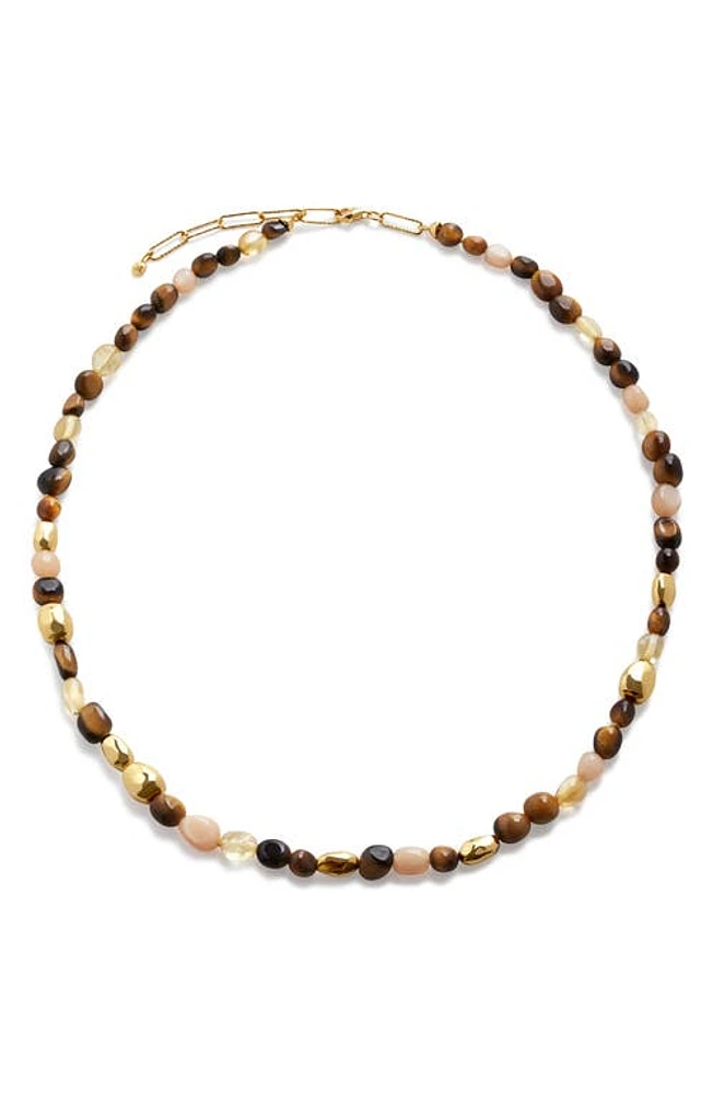 Monica Vinader Beaded Stone Necklace in 18Ct Gold Vermeil /Tigers Eye at Nordstrom