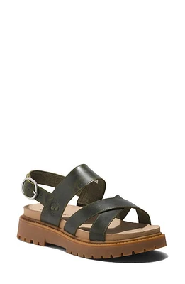 Timberland Clairemont Way Cross Strap Sandal Dark Green Full Grain at Nordstrom,