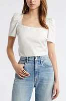 Open Edit Tie Back Short Sleeve Cotton Poplin Top Ivory Cloud at Nordstrom,