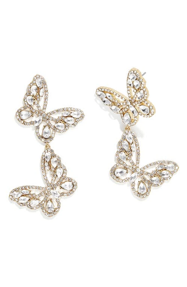 BaubleBar Crystal Butterfly Statement Drop Earrings in Gold at Nordstrom