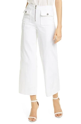 Cinq à Sept Azure Crop Wide Leg Jeans White at Nordstrom,