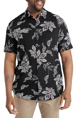 Johnny Bigg Floral Short Sleeve Button-Up Shirt Black at Nordstrom,