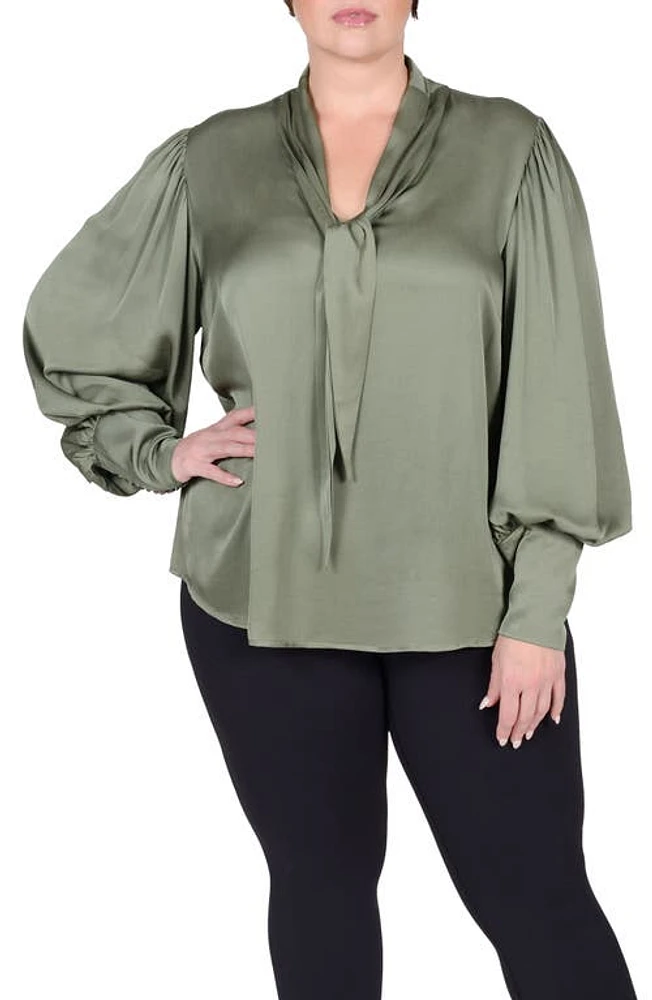 MAYES NYC Mia Convertible Scarf Neck Blouse Olive at Nordstrom,