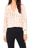 halogen(r) Collarless Satin Button-Up Shirt Orange Clay at Nordstrom,