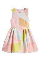 Reiss Kids' Trinny Scuba Knit Dress in Pink Multi at Nordstrom, Size 6-7 Y