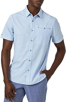 7 Diamonds Liberty Geo Print Performance Short Sleeve Button-Up Shirt Light at Nordstrom,