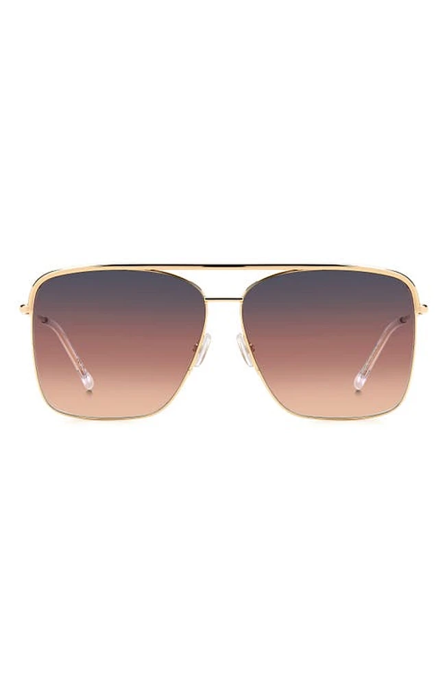 Isabel Marant Wild Metal 62mm Gradient Oversize Rectangular Sunglasses in Rose Gold/Grey at Nordstrom