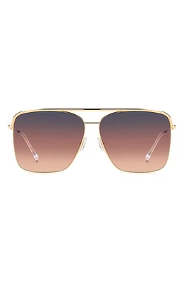 Isabel Marant Wild Metal 62mm Gradient Oversize Rectangular Sunglasses in Rose Gold/Grey at Nordstrom