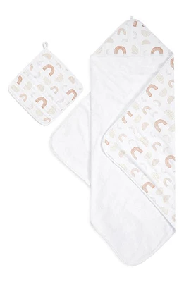 aden + anais 2-Pack Cotton Washcloth & Hooded Towel in Keep Rising Tan at Nordstrom