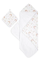 aden + anais 2-Pack Cotton Washcloth & Hooded Towel in Keep Rising Tan at Nordstrom