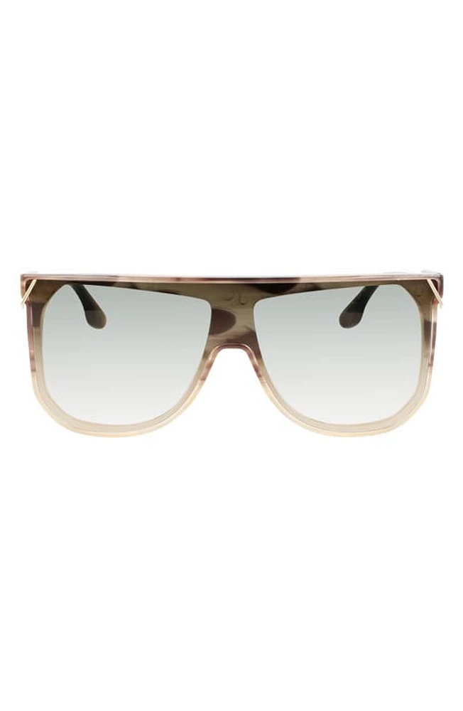 Victoria Beckham Guilloché 53mm Gradient Shield Sunglasses in Striped Brown at Nordstrom