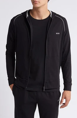 BOSS Mix Match Zip Hoodie Black at Nordstrom,