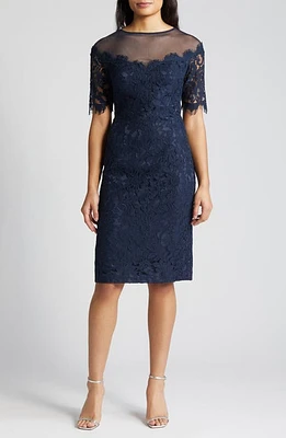 Eliza J Lace Cocktail Sheath Dress Navy at Nordstrom,