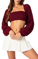 EDIKTED Cori Two-Piece Knit Bandeau & Shrug Sweater Burgundy at Nordstrom,