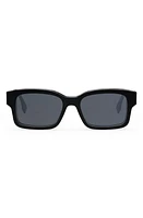 'Fendi O'Lock 53mm Rectangular Sunglasses in Shiny Black /Blue at Nordstrom