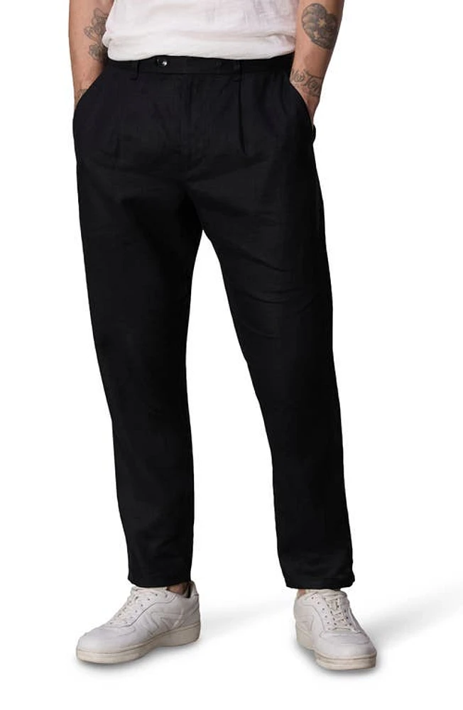 rag & bone Slim Fit Pleated Linen Chinos Black at Nordstrom,