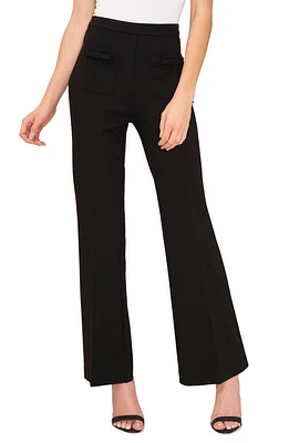 CeCe Bow Detail Slim Flare Pants Rich Black at Nordstrom,