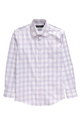 Andrew Marc Kids' Skinny Fit Plaid Stretch Dress Shirt Purple/Blue at Nordstrom,