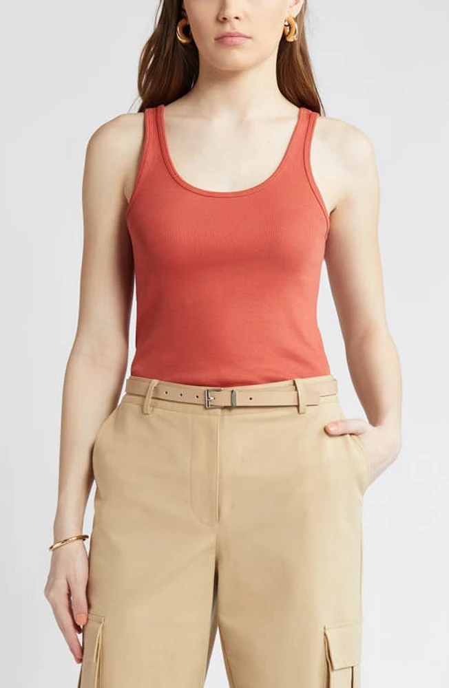 Nordstrom Rib Scoop Neck Cotton Tank at Nordstrom,