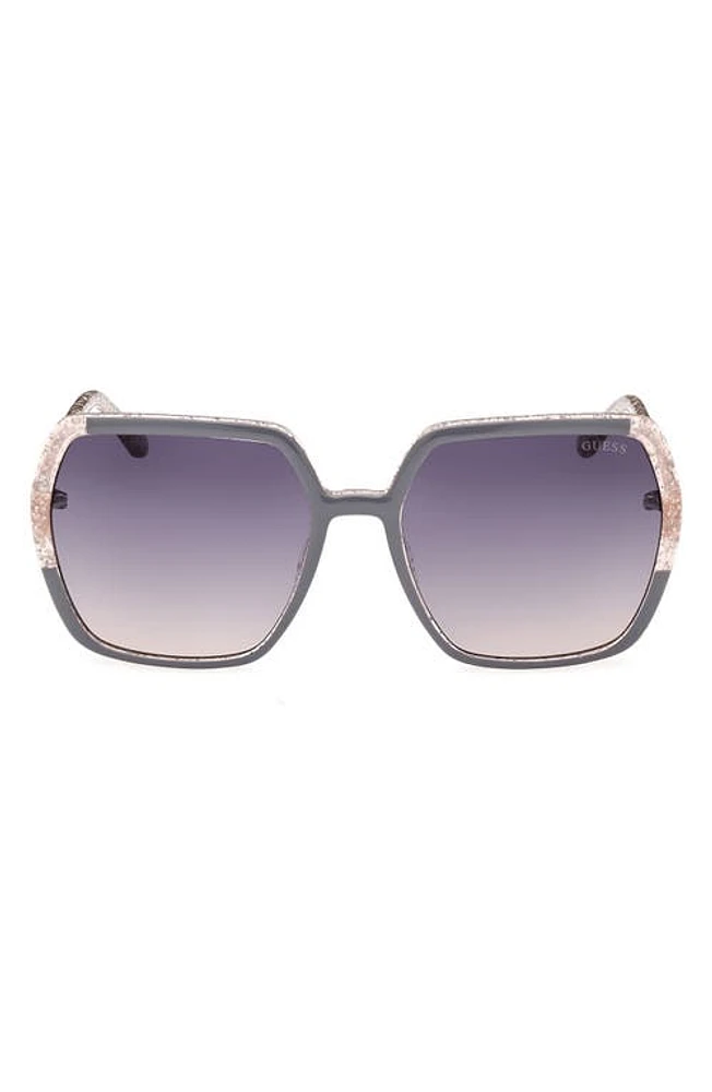 GUESS 56mm Square Sunglasses in Grey /Gradient Smoke at Nordstrom