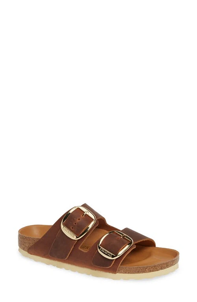 Birkenstock Arizona Big Buckle Slide Sandal Antique Cognac Oiled Leather at Nordstrom,