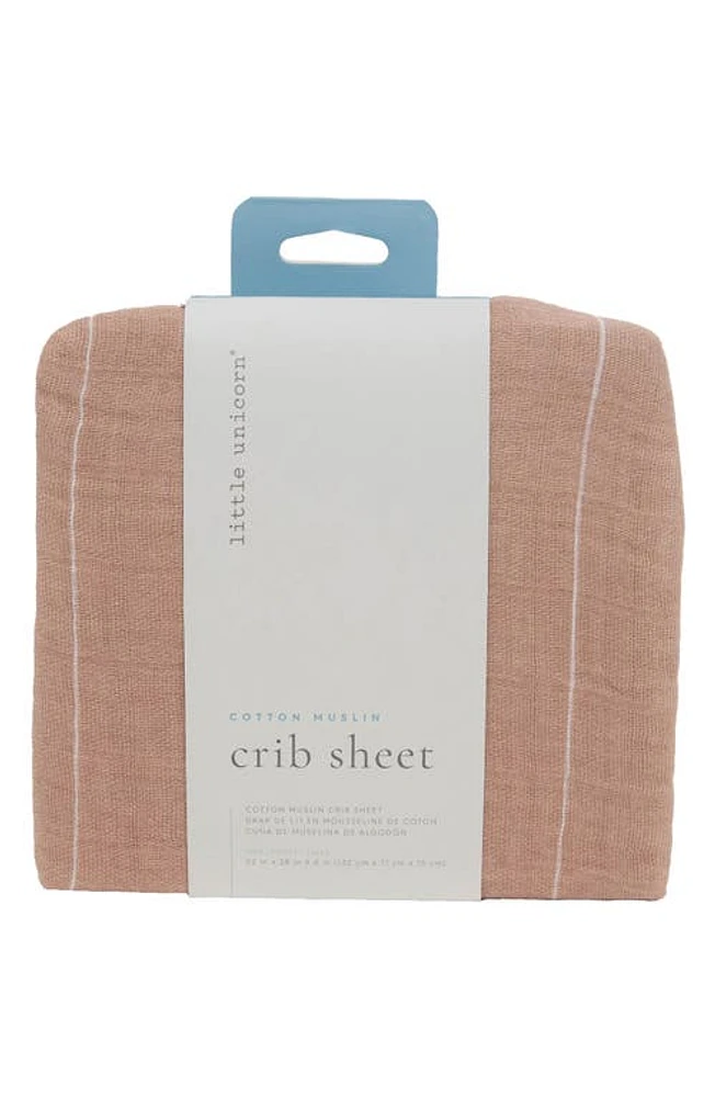 little unicorn Cotton Muslin Crib Sheet in Mauve Stripe at Nordstrom