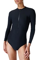 Sweaty Betty Tidal Cutout One-Piece Rashguard Swimsuit Black at Nordstrom,