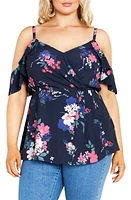 City Chic Kallie Floral Cold Shoulder Top at